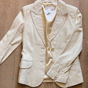 White House Black Market Size 4 Cream Leather Blazer